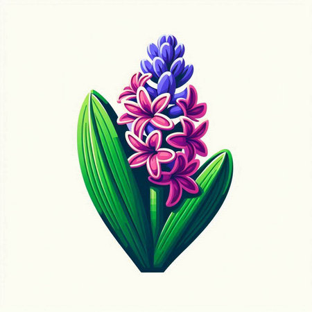 Illustration of hyacinth flowers on a white background, vector illustrationのイラスト素材