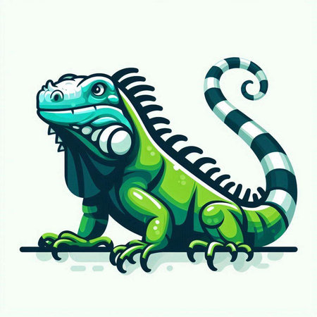 Green iguana isolated on a white background. Vector illustration for your designのイラスト素材