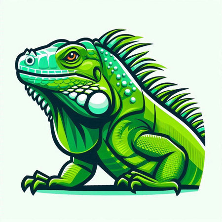 Green iguana on white background. Vector illustration for your design.のイラスト素材