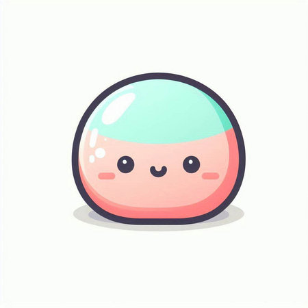 Cute pink water ball. Cartoon kawaii character. Vector illustration.のイラスト素材