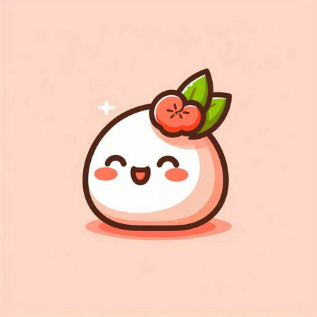 Cute Kawaii Mochi. Vector illustration. Cartoon style.のイラスト素材