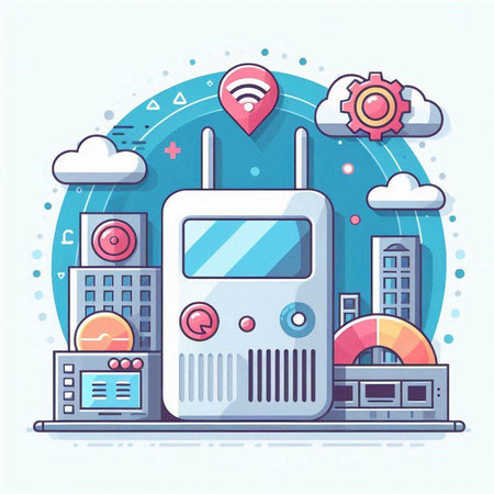 Modern flat design vector illustration concept of telecommunication and internet communication.のイラスト素材