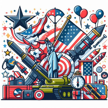 Vector illustration of American independence day. 4th of july celebration.のイラスト素材