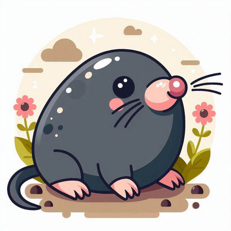 Mole vector illustration. Cute cartoon mouse. Vector illustration.のイラスト素材