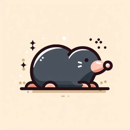 Vector illustration of cute cartoon mole on light background. Line art design for web, site, advertising, banner, poster, board and print.のイラスト素材
