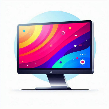 Computer monitor with colorful abstract background. Vector illustration. Eps 10.のイラスト素材