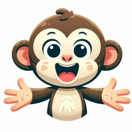 funny cartoon monkey on white background, vector illustration, clip artのイラスト素材