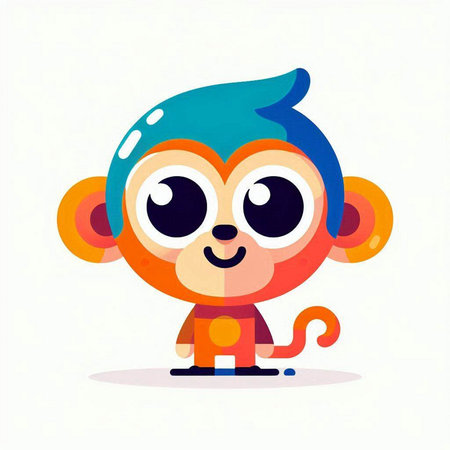 Cute monkey cartoon character. Vector illustration in flat cartoon style.のイラスト素材