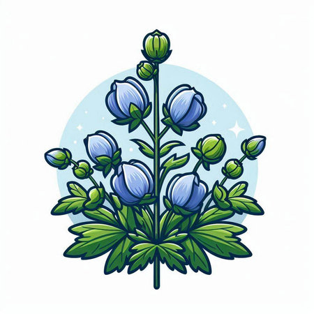 Hand drawn vector illustration of a blue tulip. Isolated on white background.のイラスト素材