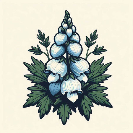 Beautiful hand drawn illustration of lupine flowers. Vector illustration.のイラスト素材