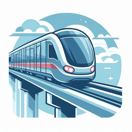 Modern high speed train on the road. Vector illustration. Eps 10のイラスト素材