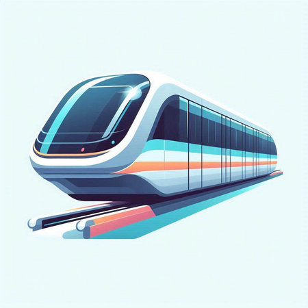 Modern high-speed train on a blue background. Vector illustration.のイラスト素材