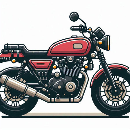 Motorcycle vector illustration. Motorcycle side view. Vintage motorcycle.のイラスト素材