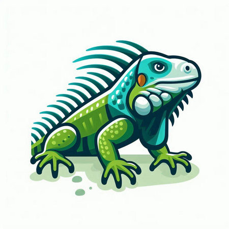 Green iguana on a white background. Vector illustration for your designのイラスト素材