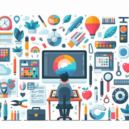 Flat design modern vector illustration concept of education, learning, online courses and webinar.のイラスト素材