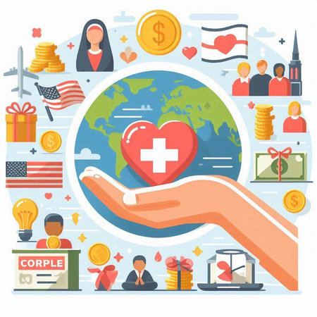 Flat design vector illustration concept of healthcare and medicine, world health day.のイラスト素材