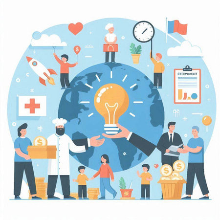 Flat design vector illustration concepts for business analysis and planning, consulting, team work, project management, financial report and strategy. Concepts web banner and printed materials.のイラスト素材