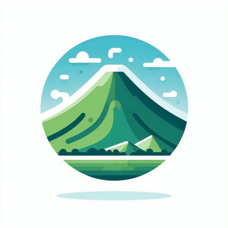 Mountain icon. Vector illustration of a mountain in the circle.のイラスト素材