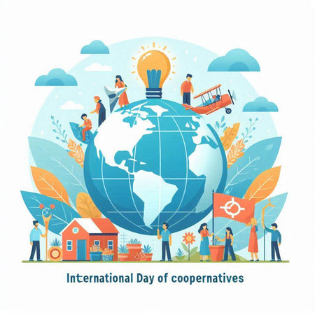 International Day of Families concept with people and globe. Flat vector illustration.のイラスト素材