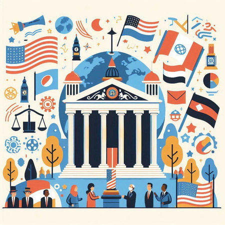 Flat design vector illustration concept of United States of America national holiday.のイラスト素材