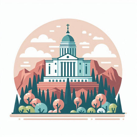 Capitol building in Washington DC, USA. Flat style vector illustration.のイラスト素材