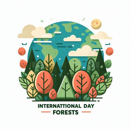 International Day of Forests. Vector illustration. Flat design style.のイラスト素材
