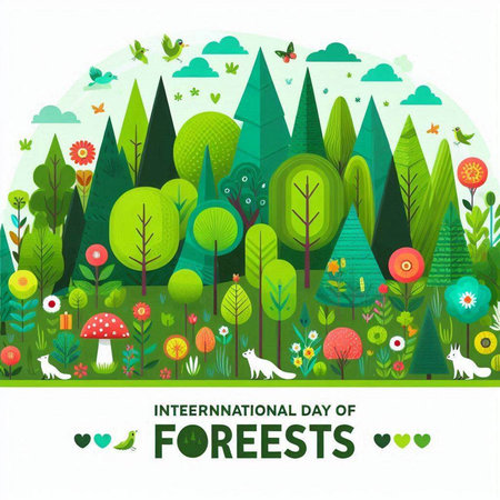 International Day of Forests. Vector Illustration. World Environment Day.のイラスト素材