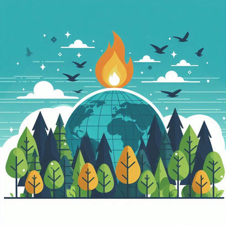 Ecology and environment concept. Vector illustration of global warming. Global warming.のイラスト素材