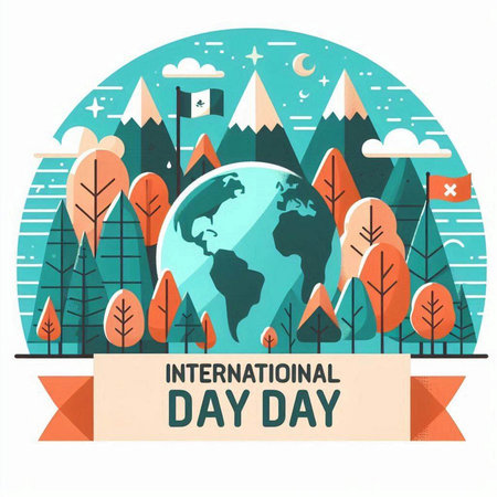 International Day of the Forests. Vector illustration in flat style.のイラスト素材