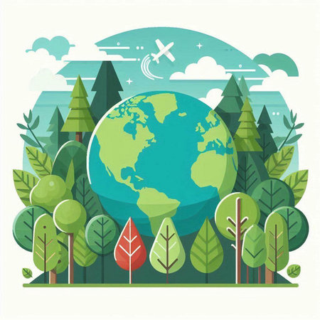 Ecology and environment concept. Vector flat design illustration. World environment day.のイラスト素材