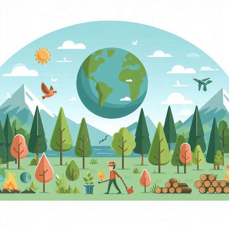 Illustration of Earth Day. Vector illustration of World Environment Day.のイラスト素材