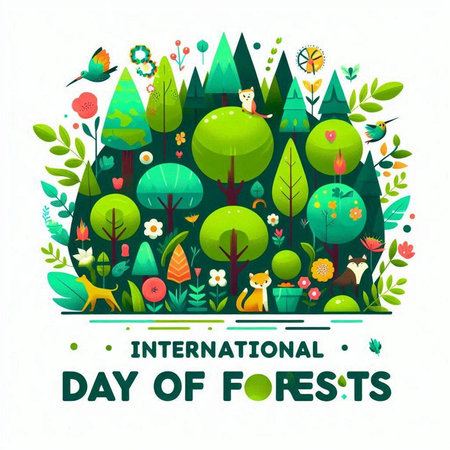 International Day of Forests. Vector illustration in flat design style.のイラスト素材