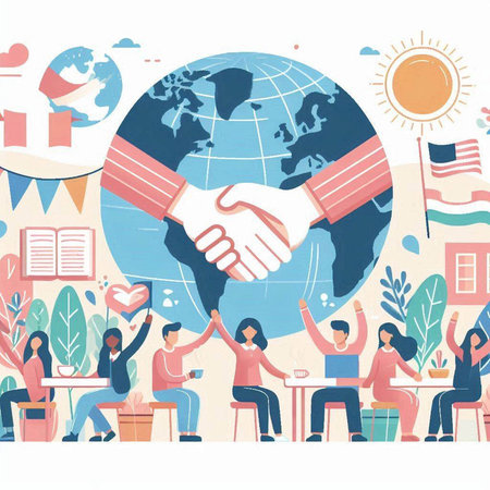 Business people shaking hands. Teamwork concept. Vector illustration in flat styleのイラスト素材