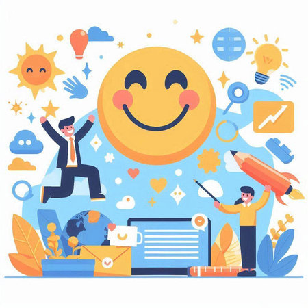 Smiley face on social media. Flat design modern vector illustration concept.のイラスト素材
