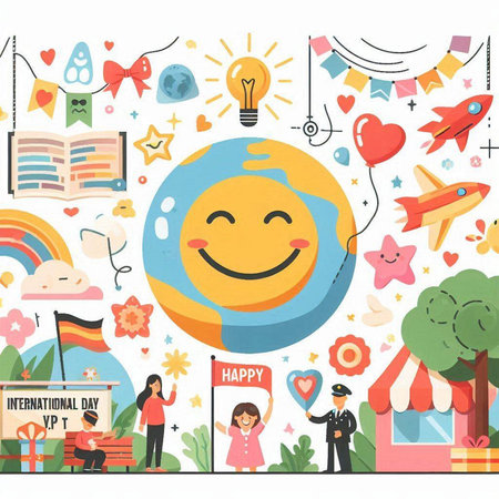 International Childrens Day concept. Flat style vector illustration for web design.のイラスト素材