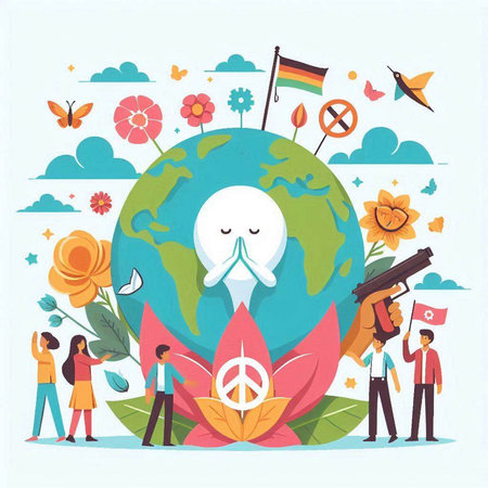 Stop war and stop war concept. Vector flat cartoon graphic design illustrationのイラスト素材