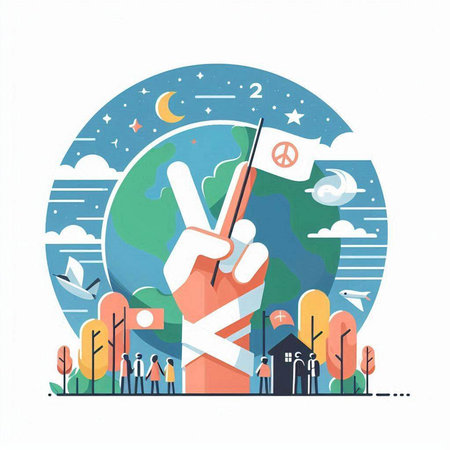 Human hand holding flag of ukraine. Vector illustration in flat styleのイラスト素材