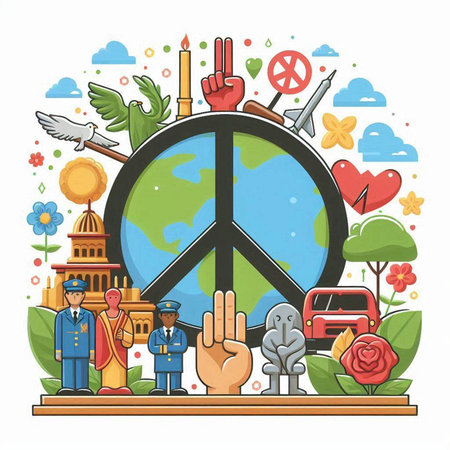 World peace day concept. Vector illustration in flat cartoon style. World peace day concept.のイラスト素材