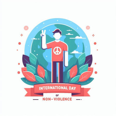 International Day of Peace. Vector illustration in flat style on white background.のイラスト素材