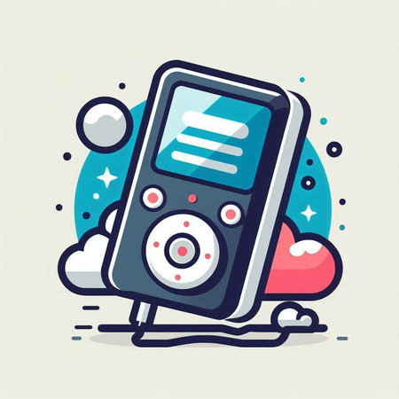 music player, flat design, vector illustration, eps10 graphicのイラスト素材