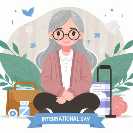 International Day of Older Persons. Vector illustration in flat design style.のイラスト素材