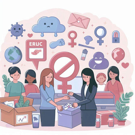 Sexual harassment concept. Sexual harassment in the workplace. Vector illustration.のイラスト素材