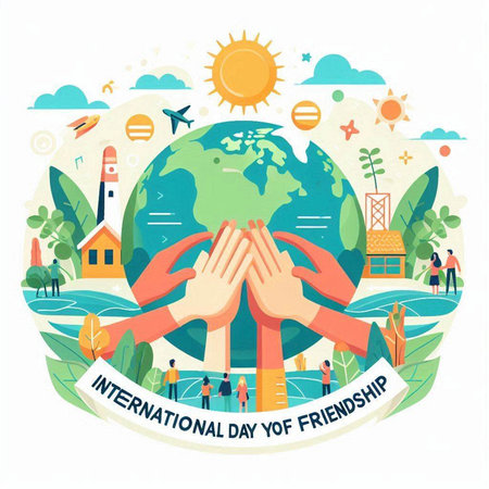 International Day of Families. Vector illustration in flat style with people around the globe.のイラスト素材
