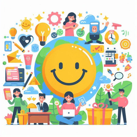 Smiling customer service, customer support, online shopping. Vector illustrationのイラスト素材