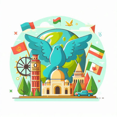 Travel around the world. Vector illustration in flat design style. Travel around the world.のイラスト素材