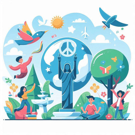 World Environment Day, International Day of Peace. Vector Illustration.のイラスト素材