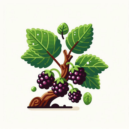 Bunch of blackberries. Vector illustration on a white background.のイラスト素材