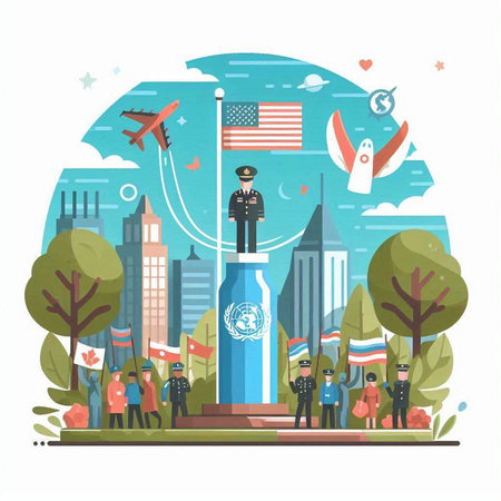 United States of America travel concept. Vector illustration in flat style.のイラスト素材