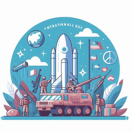 Space exploration concept with rocket, astronaut, stars and planets. Vector illustrationのイラスト素材