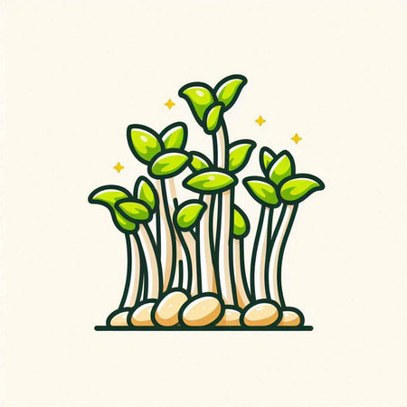 Microgreens. Sprouts. Vector illustration, flat design.のイラスト素材